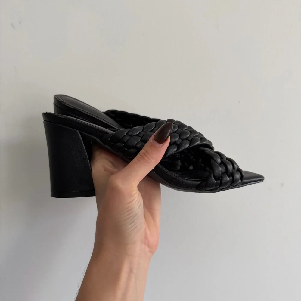 Anne Klein Black Braided Sandals - Picture 2 of 5